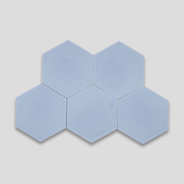 Hex Plain Sky Blue Hexagon Encaustic Cement Tile