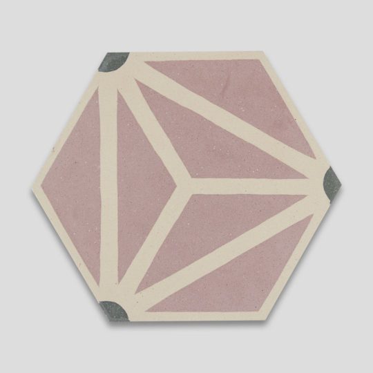 Hex Triangle Pink Hexagon Cement Tile