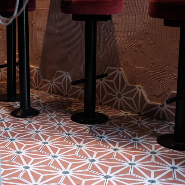 Hex Triangle Pink Hexagon Cement Tile