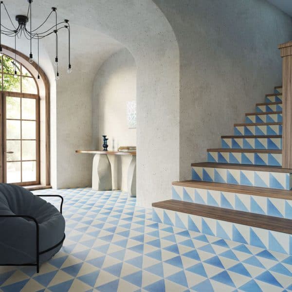 Magic Triangle Blue 602 Encaustic Cement Tile