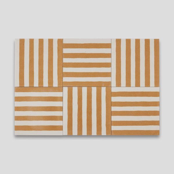 Mustard Stripes Encaustic Cement Tile