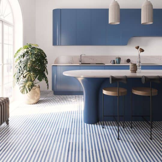 Navy Blue Stripes Encaustic Cement Tile