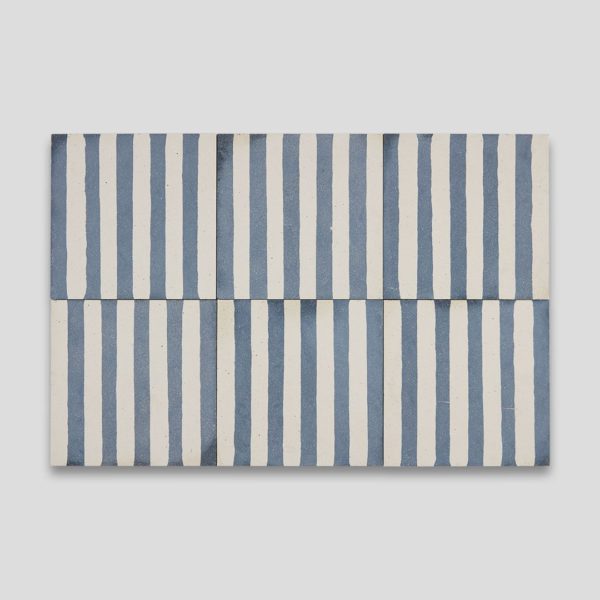 Navy Blue Stripes Encaustic Cement Tile
