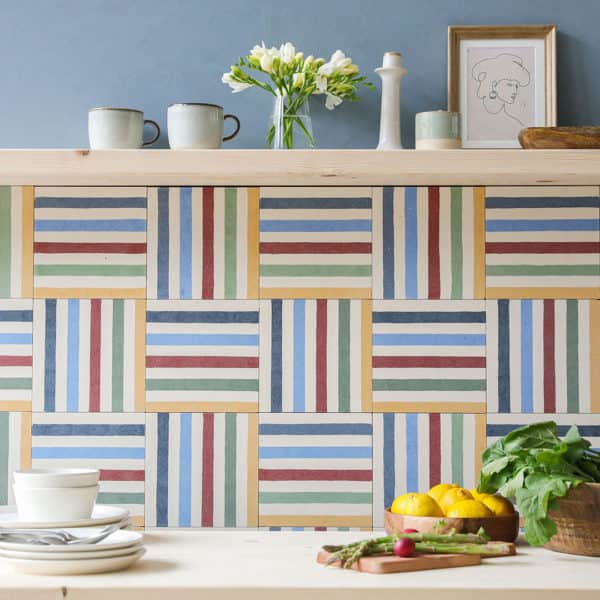 Rainbow Stripes Encaustic Cement Tile