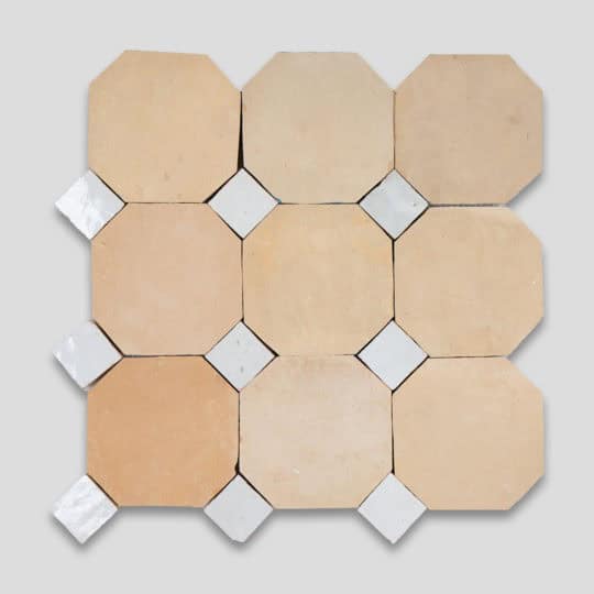 Moroccan Terracotta White Octagon Zellige Tile