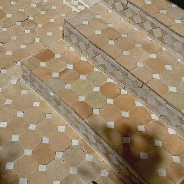 Terracotta-White-Octagon-Zellige-Tiles-outdoors-stairs