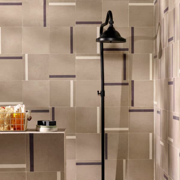 Duo Brown Stripe Encaustic Cement Tile