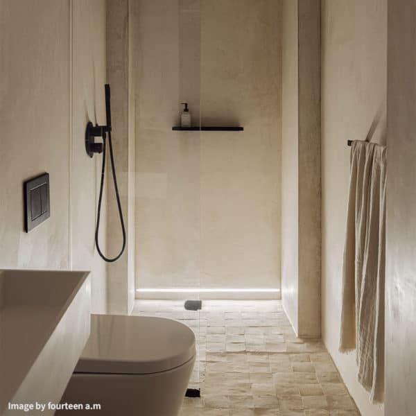 Terracotta Zellige Tiles Fourteen am Rustic Bathroom