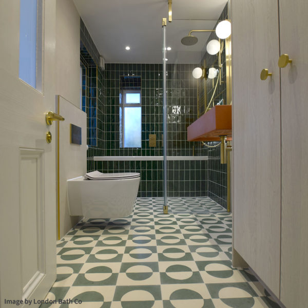 Odi Bosco Encaustic Cement Tiles Green Bathroom