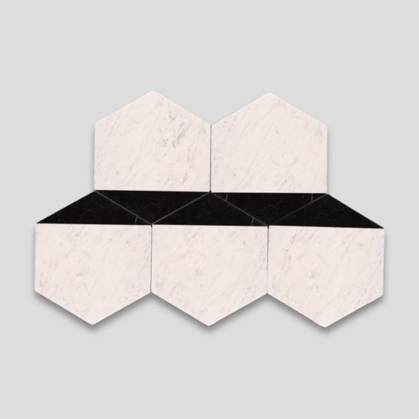 Hex Black Caret Signature Marble Collection Tile