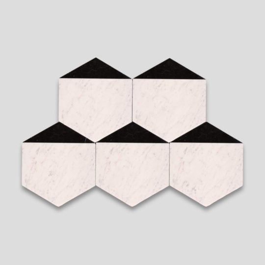 Hex Black Caret Signature Marble Collection Tile