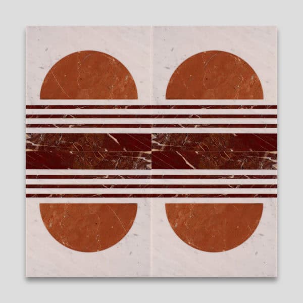 Crimson Sunset Stripes Signature Marble Collection Tile