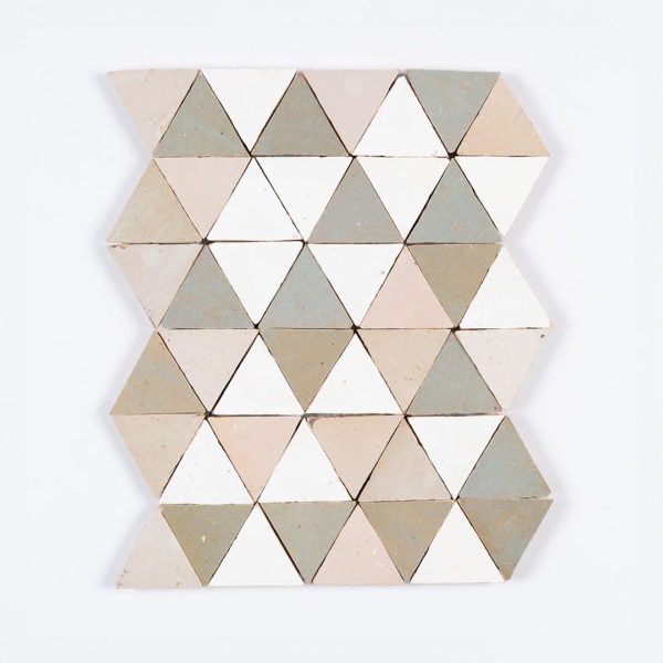 Ecru Rose, Pale Blue and White Triangle Zellige