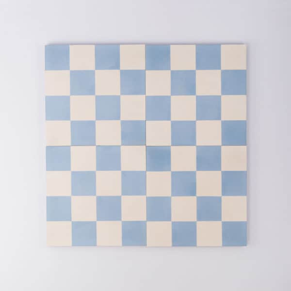 Blue Checkers Slim Line Encaustic Cement Tile