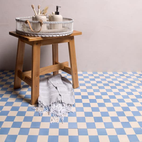Blue Checkers Slim Line Encaustic Cement Tile